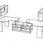 Чертеж Угловой письменный стол для двоих Канзас 34 BMS