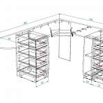 Чертеж Угловой письменный стол для двоих Нико 88 BMS