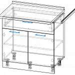 Чертеж Шкаф нижний Брауни 2 двери 1 ящик BMS